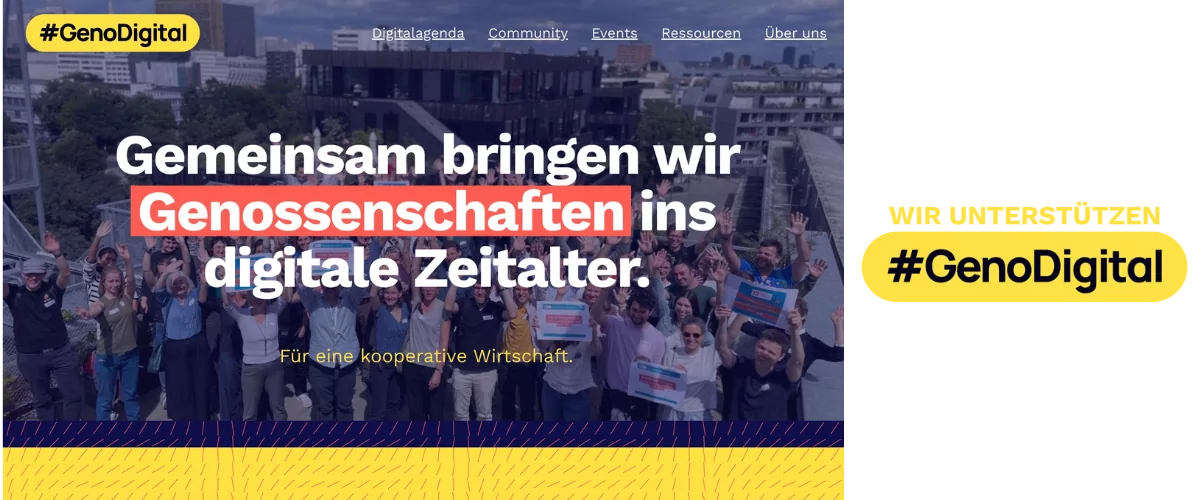 Startseite von GenoDigital mit Badge: Wir unterstützen GenoDigital