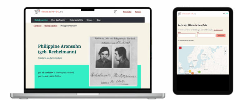 Screenshots Website Gedenkort T4
