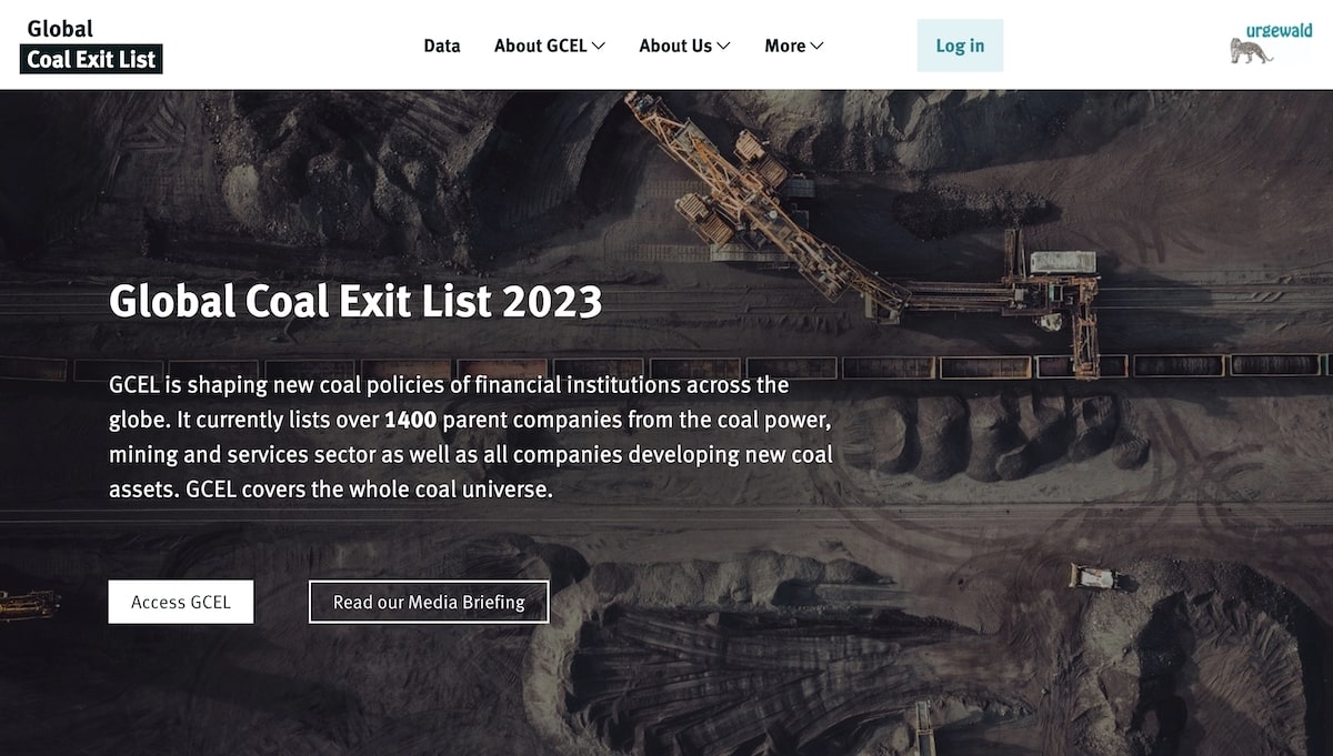 Startseite der Website coalexit.org