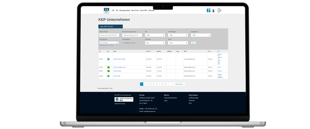 ZertBau Benutzerverwaltung