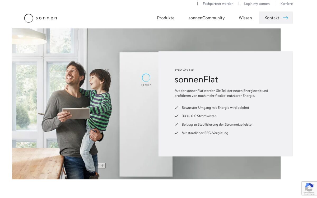 Übersicht des Stromtarifs sonnenFlat