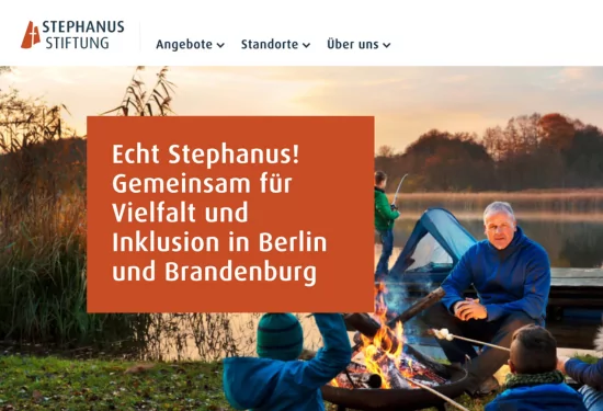 Startseite der Website der Stephanus-Stiftung
